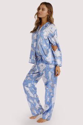 Playful Promises Logan Spector Statues Drop Hem Long Sleeve Pj Top