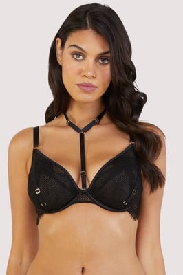 Felicity Hayward X Pp Fairfield Fishnet And Lace Plunge Bra