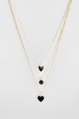 Triple Chain Heart Pendant Necklace