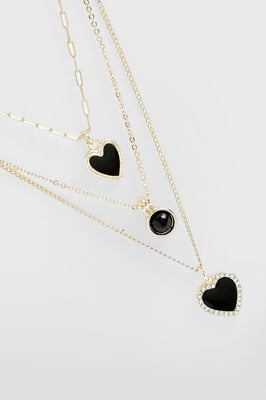 Triple Chain Heart Pendant Necklace