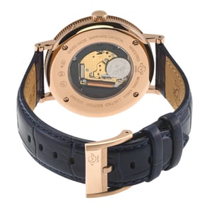 GV2 Men's Maestro IPRG Case, White  Textured Dial,  Blue Handmade Italian Leather Strap.