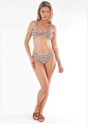 Tan Textured Stripe Bikiniunderdel