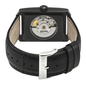 Manhattanhenge  Automatic Stainless Steel Watch, Black Dial, Handmade Italian Leather Strap with Tang Buckle