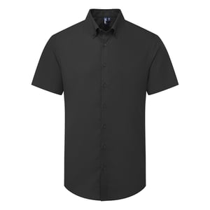 Premier Heren Supreme Oxford overhemd met korte mouwen (Zwart)