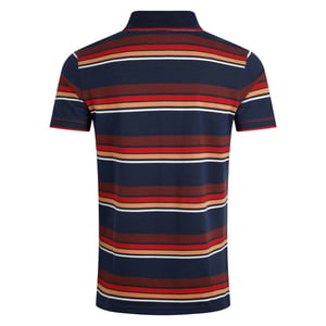 Weird Fish Mens Sunbury Stripe Organic Cotton Polo Shirt (Dark Blue)