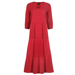 Weird Fish Womens/Ladies Margo Seersucker Tiered Midi Dress (Crimson)