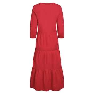Weird Fish Womens/Ladies Margo Seersucker Tiered Midi Dress (Crimson)