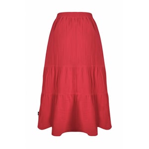 Weird Fish Womens/Ladies Lathika Tiered Organic Cotton Midi Skirt (Crimson)