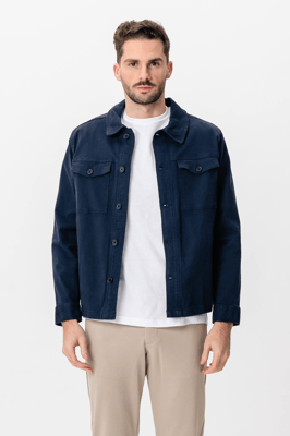 Overshirt van keperstof - Marineblauw