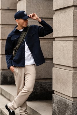 Overshirt van keperstof - Marineblauw