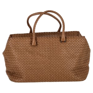Bottega Veneta Intrecciato Brick Schoudertas in Bruin Leer