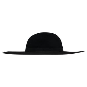 Saint Laurent Ribbon Band Flat Brim Hat in Black Wool