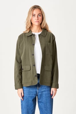 Twill Shacket - Donker olijfgroen