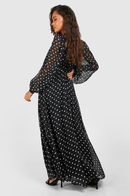 Chiffon Polka Dot Milkmaid Midaxi Dress