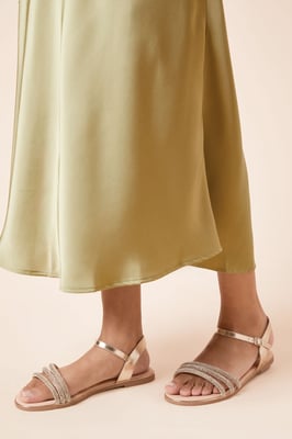Wide Fit Fern Embellished Flat Sandals