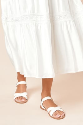 Florence Faux Leather Cross Strap Flat Sandals