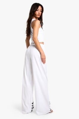 Tall Wide Leg Broderie Hem Trouser