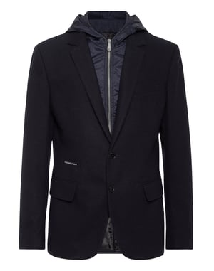 Waterafstotende wollen blazer met capuchon