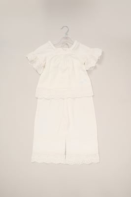 Broderie Top and Wide Leg Trouser Outfit Set
