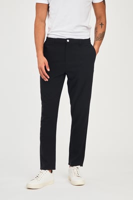 Black Straight Leg Button-Up Trouser