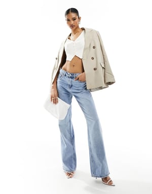 Missyempire cropped waistcoat in cream-White