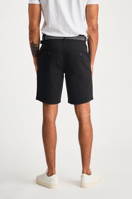 Black Cotton Twill Short With Belt