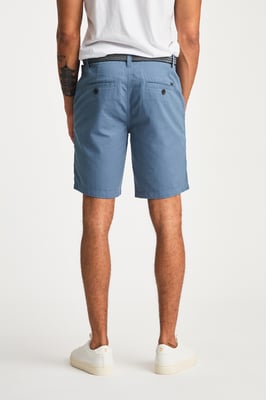 Mid Blue Cotton Twill Short With Belt