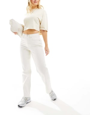ASOS DESIGN Hourglass comfort stretch straight leg jean in ecru-Neutral