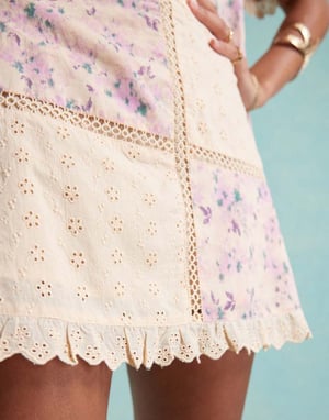 Miss Selfridge mix fabric patchwork mini skirt co ord
