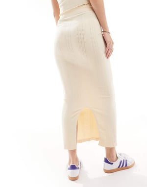 ASOS DESIGN seamless sculpting broderie midi skirt co-ord in cream-White