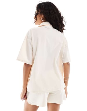 Noisy May bowling shirt in cream-White