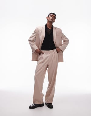 Topman relaxed suit trousers in dusty pink