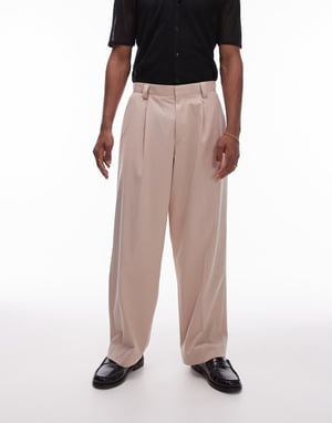 Topman relaxed suit trousers in dusty pink