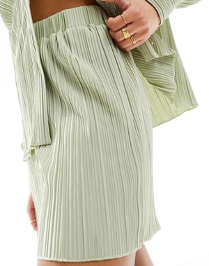 Y.A.S plisse short co-ord in sage green