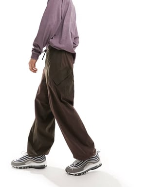 COLLUSION patchwork baggy trousers in brown