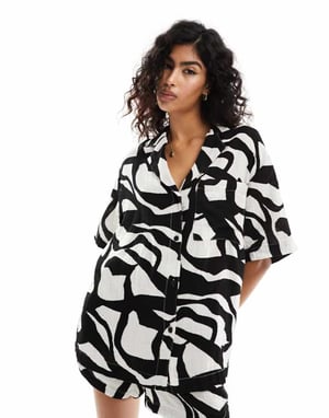 ASOS DESIGN cheesecloth shirt in print-Multi