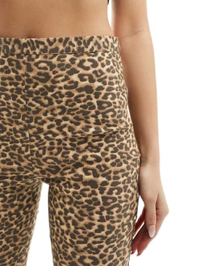 ASOS DESIGN kick flare trouser in leopard print-Multi