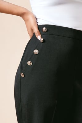Petite Military Button Detail Wide Leg Trouser