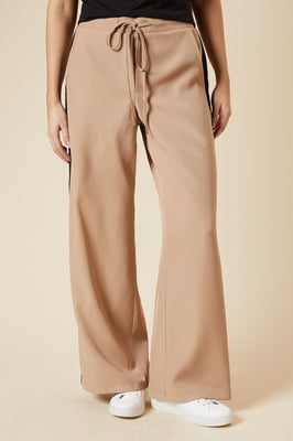Elastic Waist Side Stripe Wide Leg Trouser