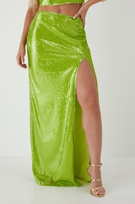 Sequin Split Leg Maxi Skirt