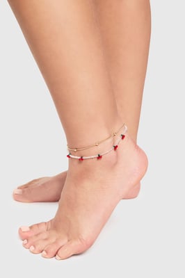 Cherry Beaded Anklet