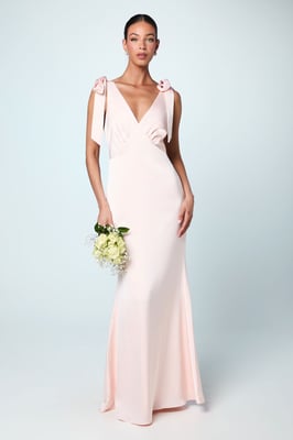 Coast Honoured Satin Back Crepe V Neck Tie Shoulder Maxi Bridesmaid Dress