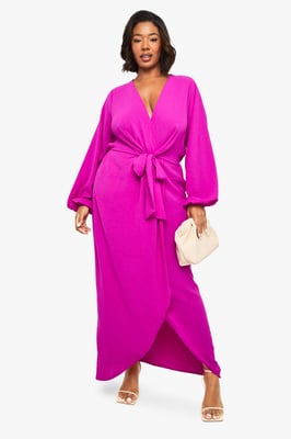 Plus Textured Tie Detail Maxi Dress