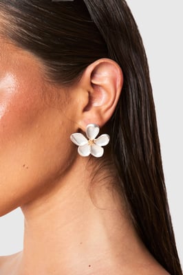 Brushed Flower Stud Earrings