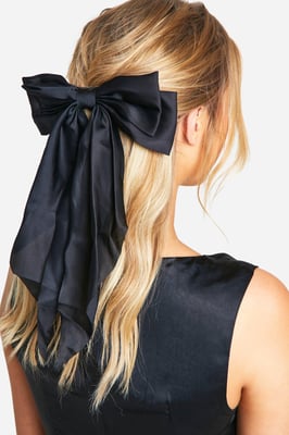 Black Large Satin Bow Hair Clip