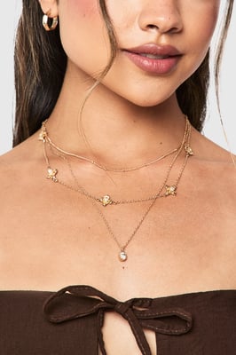 Flower Detail Layered Necklace