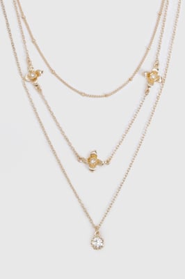 Flower Detail Layered Necklace