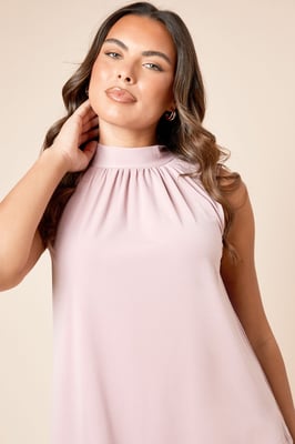 High Neck Tie Back Top