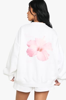 Flower Back Print Short Tracksuit