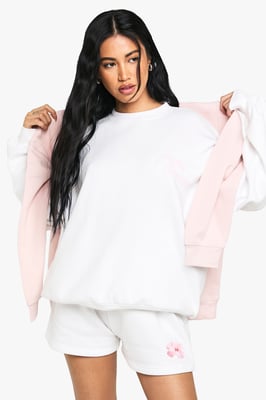 Flower Back Print Short Tracksuit